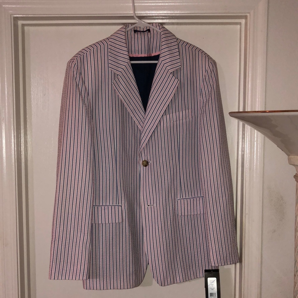 Striped Blazer in Blue, Pink and White